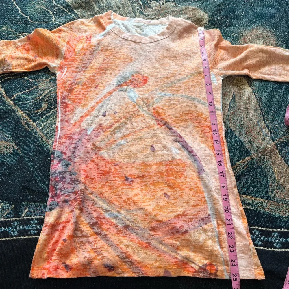 Before + Again Orange Red Graphic Long Sleeve Crew Shirt True to Size Women’s S - Picture 12 of 15